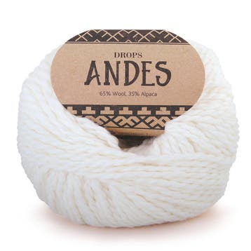 DROPS Andes Uni Colour - 1101 wit - Wol Garen, Ophalen of Verzenden, Nieuw