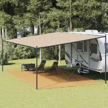 vidaXL Tenttapijt 400x700 cm HDPE zandkleurig, Caravans en Kamperen, Verzenden, Nieuw