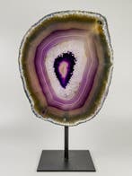 Very rare purple agate - rock crystal on stand Gepolijste -