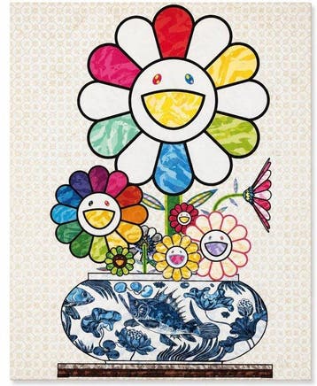 Takashi Murakami (1962) - Murakami Flowers in a Qinghua Vase, Antiek en Kunst, Kunst | Designobjecten