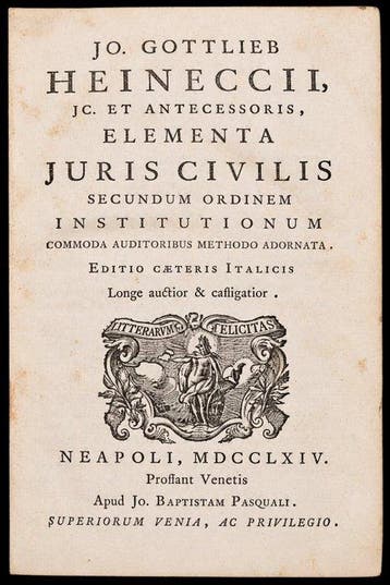 Gottlieb Heineccii - Elementa Juris Civilis - 1764