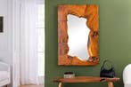 Massieve spiegel MOSAIK 90cm teakhouten vierkante boomstam, Huis en Inrichting, Woonaccessoires | Spiegels, Ophalen of Verzenden