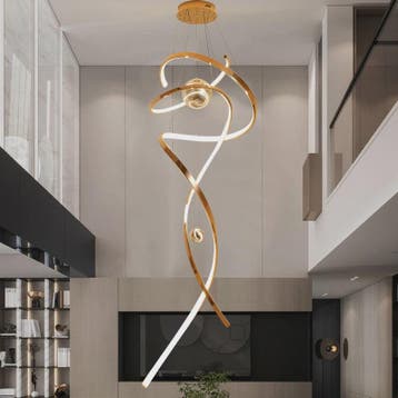 Moderne LED Plafondlamp Spiraal Design - Goudkleurig - Hangl, Verzenden, Nieuw
