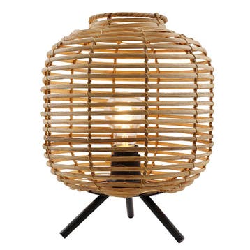 Rotan tafellamp bruin, Pinar, met schakelaar, Huis en Inrichting, Lampen | Tafellampen, Ophalen of Verzenden, Nieuw, Metaal