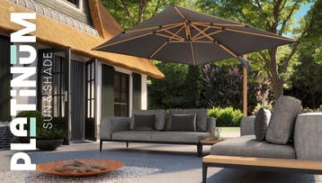 Challenger T2 premium zweefparasol 300x300 cm teak mast, Tuin en Terras, Ophalen of Verzenden, Nieuw