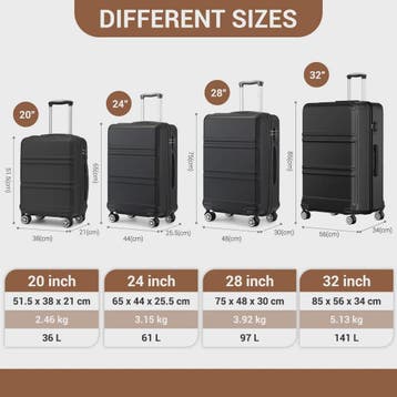 KONO Lichtgewicht ABS+PC Koffer met 4 Twin Wheels en TSA Slo, Verzenden, Nieuw