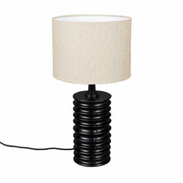 *WOONWINKEL* Dutchbone Yalu Tafellamp Zwart Aluminium Geribb, Verzenden, Nieuw