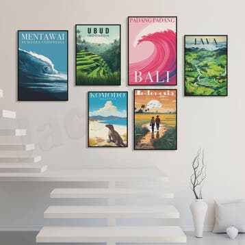 Indonesië Reisposters: Bali, Java, Komodo & Meer - Wanddecor, Verzenden, Nieuw