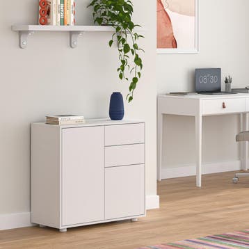 Commode Paarl 74x79x36 cm wit mat [en.casa], Verzenden, Nieuw