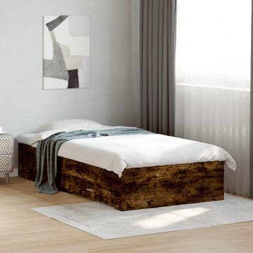 vidaXL Bedframe met lades bewerkt hout gerookt eikenkleurig, 100 cm, Eenpersoons, Bruin, Verzenden