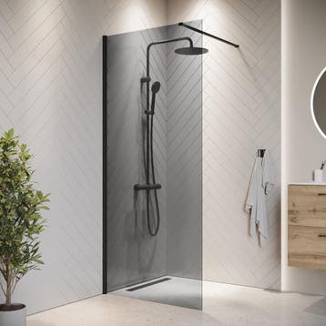 Douchewand Rizani 50 x 200 cm Zwart – Getint Glas, Verzenden, Nieuw, Douche