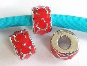 1 x Metalen European Jewelry kraal met Rode epoxy antiek..., Ophalen of Verzenden, Nieuw, Kraal