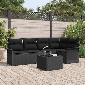 vidaXL Tuin Sofa Set 6 st poly rattan, Verzenden, Nieuw, Rotan, 6 zitplaatsen