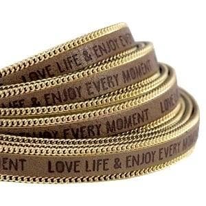 20 cm Quote imi leer 10mm met schakelketting goud - Love..., Ophalen of Verzenden, Nieuw, Draad
