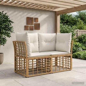 vidaXL Buiten loveseat 2 st 2-Aantal zitplaatsen, Tuin en Terras, Verzenden, Nieuw, Rotan, 2 zitplaatsen