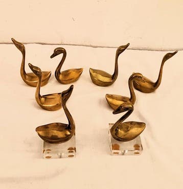 Figuur - Cisnes de bronce Vintage (8) - Messing, Acrylbasis,