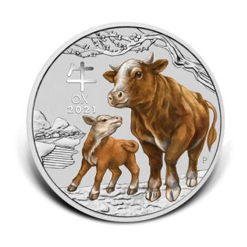 Zilveren munt Lunar Year of the Ox 2021 colored 1 troy ounce, Verzenden