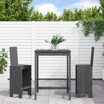 vidaXL 3-delige Tuinbarset massief grenenhout grijs, Verzenden, Nieuw, 3 zitplaatsen