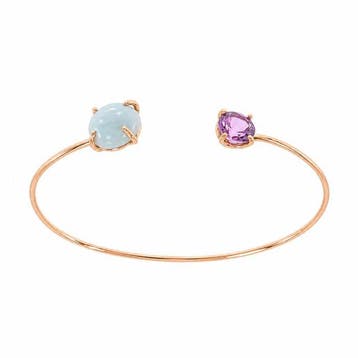 Armband - 9 kt. Roségoud Amethist - Aquamarijn, Nieuw