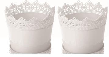 Bloempot PARIJS rond 14,5 cm Wit set van 2 stuks (Tuinieren), Verzenden, Nieuw
