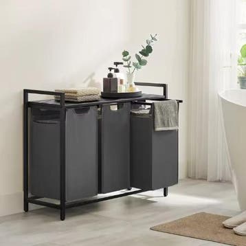 3-Vaks Wasmand met Plank – Uitschuifbare Waszakken en Frame, Verzenden, Nieuw