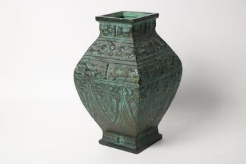 Antiek Japans Takaoka bronzen archaïstische Taotie vaas -