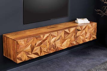 Hangend tv-meubel ALPINE 160cm naturel sheesham massief hout, Ophalen of Verzenden, Nieuw