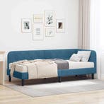 vidaXL Hoekbedframe Blauw 80 x 200 cm Fluweel, Verzenden, Nieuw, Blauw, Stof