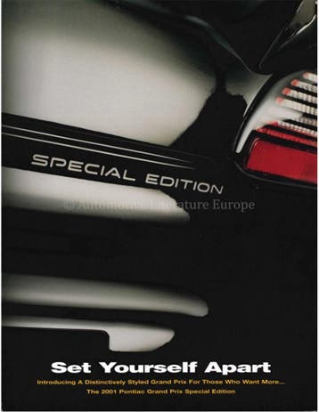 2001 PONTIAC GRAND PRIX SPECIAL EDITION BROCHURE ENGELS, Nieuw, Author