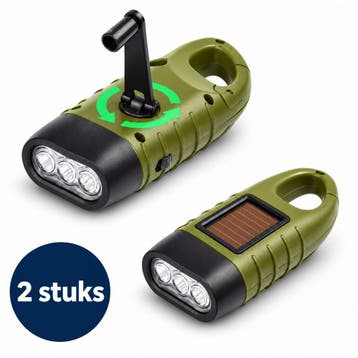 Jonska Zaklampen Zwengel en Zonnepaneel - 2 Stuks, Verzenden, Nieuw