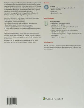 Strategisch management: koersbepaling en besluitvorming, Verzenden, Gelezen, D. Keuning