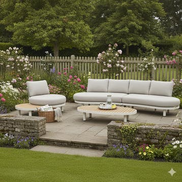 Castello organische stoel bank loungeset 5 delig latte zand, Ophalen of Verzenden, Nieuw, Aluminium