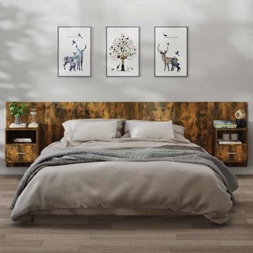 vidaXL Nachtkastjes 2 st wandgemonteerd gerookt eikenkleurig, Minder dan 45 cm, Verzenden, Nieuw, 70 cm of meer