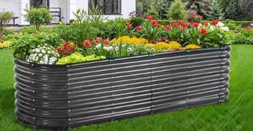 Ovaal Verhoogd Tuinbed - Gegalvaniseerd Metaal voor Buiten, Verzenden, Nieuw