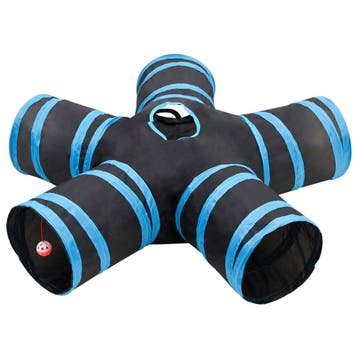 vidaXL Kattentunnel 5-voudig 25 cm polyester zwart en blauw, Verzenden, Nieuw