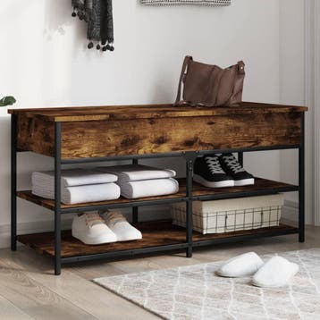 vidaXL Schoenenbankje 100x42,5x50 cm bewerkt hout gerookt, Verzenden, Nieuw