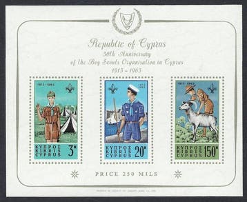 Cyprus 1963 - 50e verjaardag van Cyprus Scout vel zonder, Gestempeld