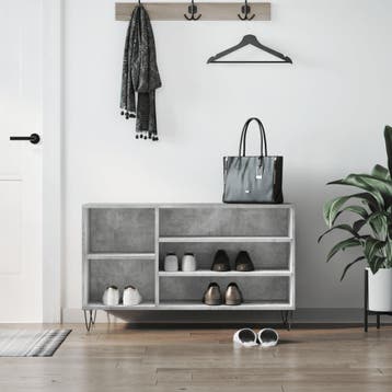 vidaXL Schoenenkast 102x36x60 cm bewerkt hout betongrijs, Huis en Inrichting, Verzenden, Nieuw