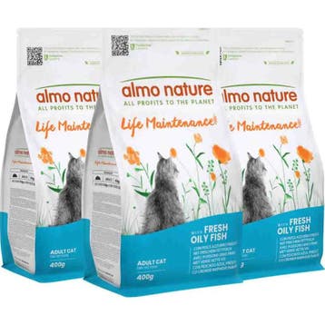 3x Almo Nature Kattenvoer Droog Life Maintenance Vette Vi..., Dieren en Toebehoren, Dierenvoeding, Verzenden, Kat