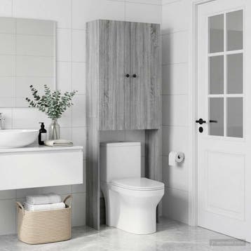 vidaXL Toiletkast EDE Grijs Sonoma 66 x 25,5 x 190 cm, Verzenden, Nieuw