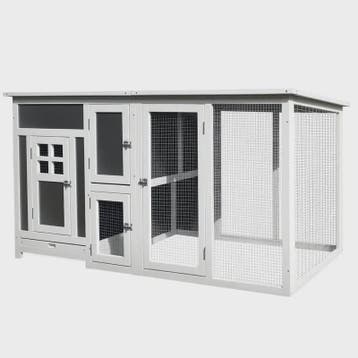 Ruime Houten Kippenhok met Ren en Waterdicht Dak - 160x75x80, Verzenden, Nieuw