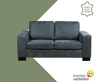 Leren bank Enjoy - 2 zits - Kenia Denim (blauw) - Poten, Huis en Inrichting, 150 tot 200 cm, Nieuw, Ophalen of Verzenden, Rechte bank