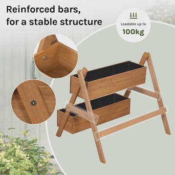 Houten Verhoogd Bed met 2 Bloembakken - Plantenbak voor Balk, Verzenden