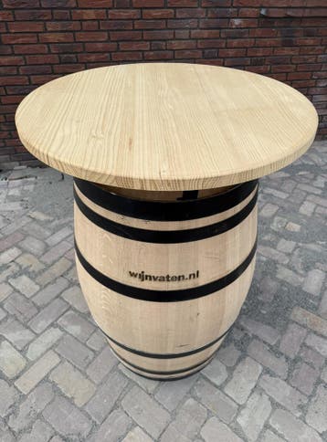 Eikenhout wijnvat 225L statafel met houten blad - NIEUW!, Ophalen of Verzenden, Nieuw