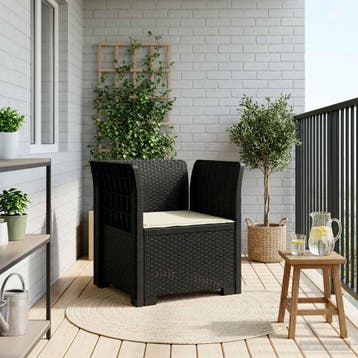 vidaXL Eénpersoons Fauteuil met Kussen Rattan Look PP, Verzenden, Nieuw