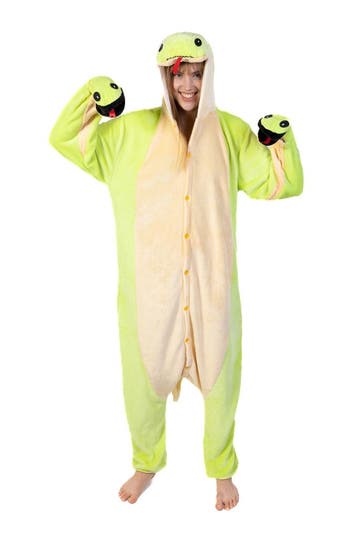 KIMU® Onesie Slang Pak XL-XXL Slangenpak Kostuum Groen Repti, Carnaval, Ophalen of Verzenden, Kleding, Maat 56/58 (XL)