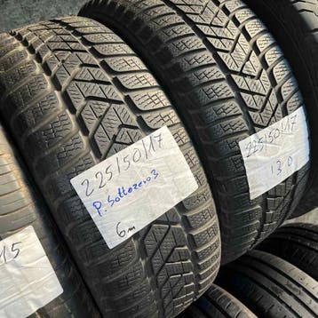 2 x Pirelli Sottozero 3 225-50-17 Winterbanden 6mm, Gebruikt, 17 inch, Band(en), Personenwagen
