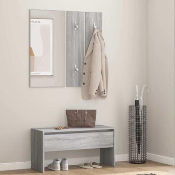 vidaXL Garderobe set bewerkt hout grijs sonoma eikenkleurig, Verzenden, Nieuw