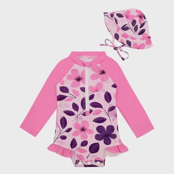 Babymeisjes Zwempak met Lange Mouwen en Rits - UPF 50+ Zonbe, Verzenden, Nieuw