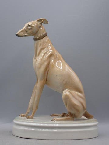 Zsolnay - Bela Markup (1873-1945) - sculptuur, Greyhound -